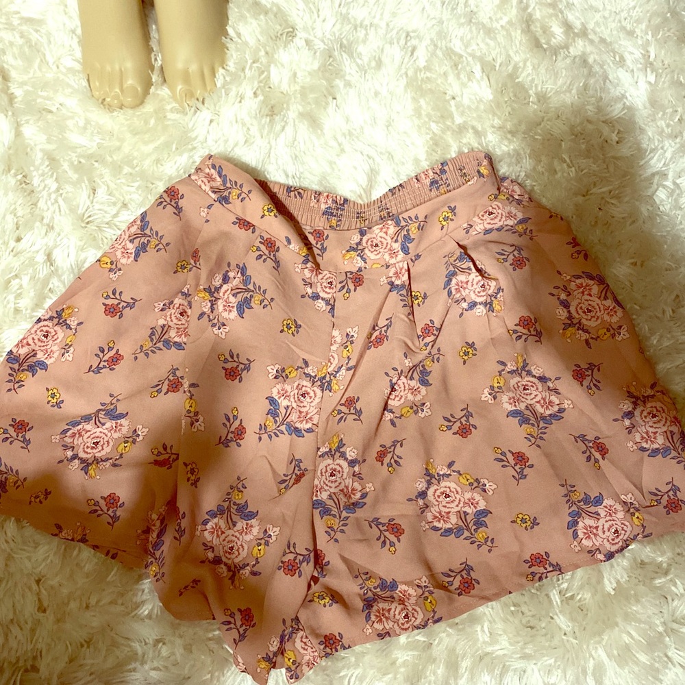 Pink with floral print skyline shorts